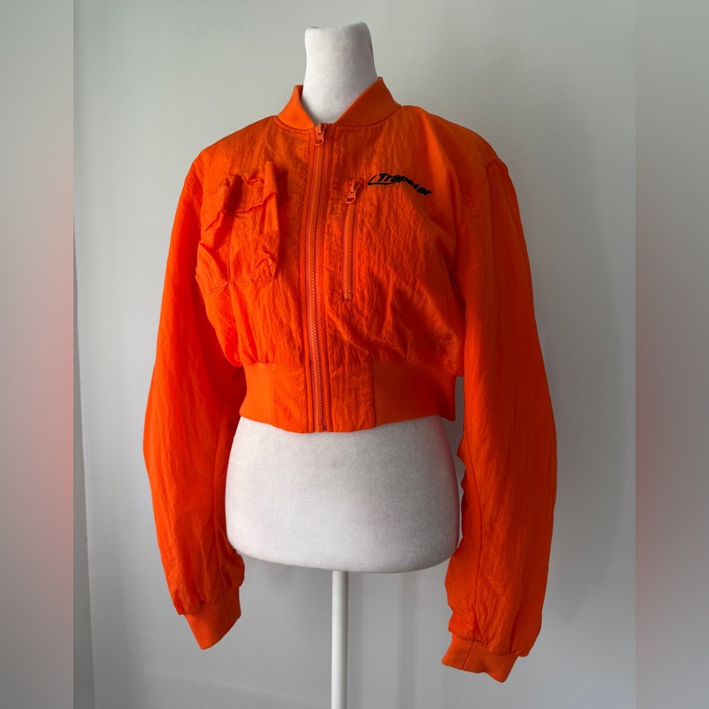 Trapstar Bright Orange Full Zip Cropped Bomber Jacket
